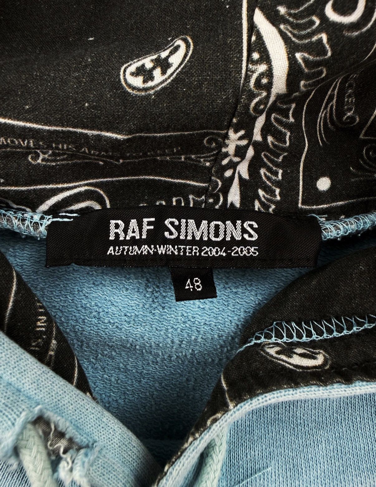 Raf Simons AW04 Raf Simons ‘Waves’ Reverse Paisley Light Blue Hoodie Size US M / EU 48-50 / 2 - 3 Thumbnail