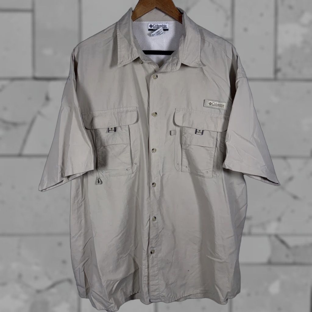 Vintage Columbia Mens Size XL Beige PFG Vented Button Up Fishing Shirt Size US XL / EU 56 / 4 - 1 Thumbnail