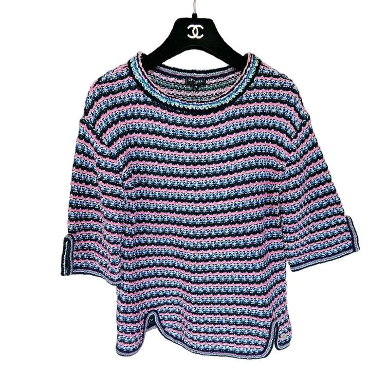 Chanel Chanel Spring Autumn Color Block Short Sleeve Top 0089 Size M / US 6-8 / IT 42-44 - 1 Thumbnail