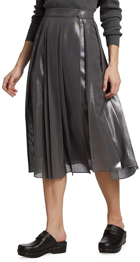 Brunello Cucinelli o1y0725 Midi Skirt in Gray Size 28" / US 6 / IT 42 - 3 Thumbnail