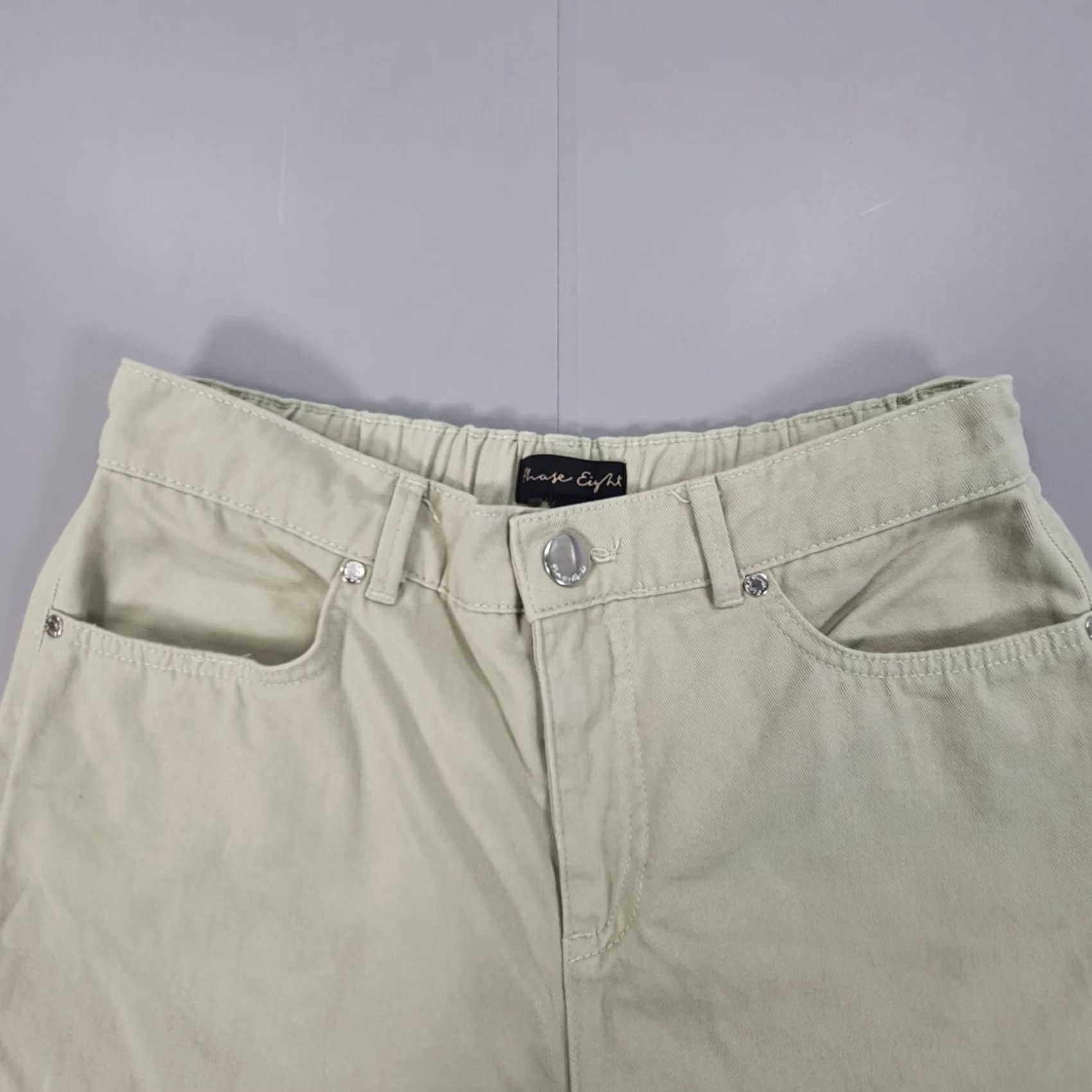 Vintage Phase Eight Womens Jeans Green 10 UK Capri Elastic Waist Jeans Women 5-Pocket Denim High Rise Cropped 24in inseam Regular" Size 32" / US 10 / IT 46 - 2 Thumbnail