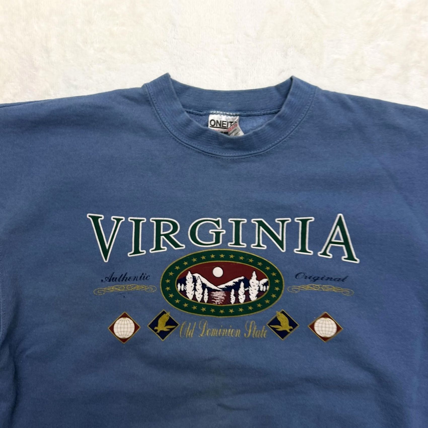 Vintage VINTAGE Oneita Virginia Sweatshirt Mens XL Blue Graphic Print USA Fleece Crew Neck Pullover Cotton Polyester Size US XL / EU 56 / 4 - 2 Thumbnail