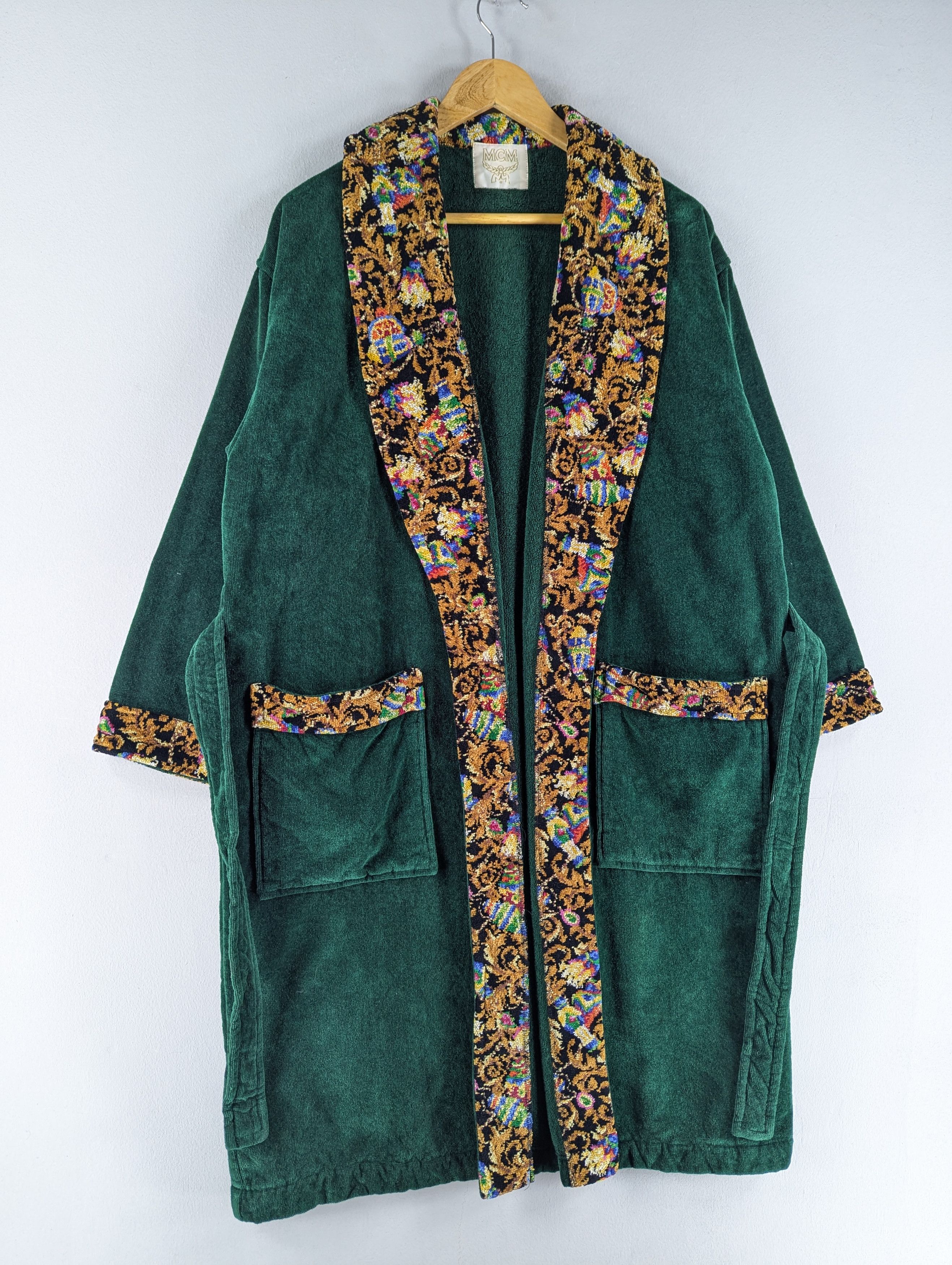 MCM Vintage MCM Velour Robe Green Gold Embroidery Logo Size US L / EU 52-54 / 3 - 3 Thumbnail