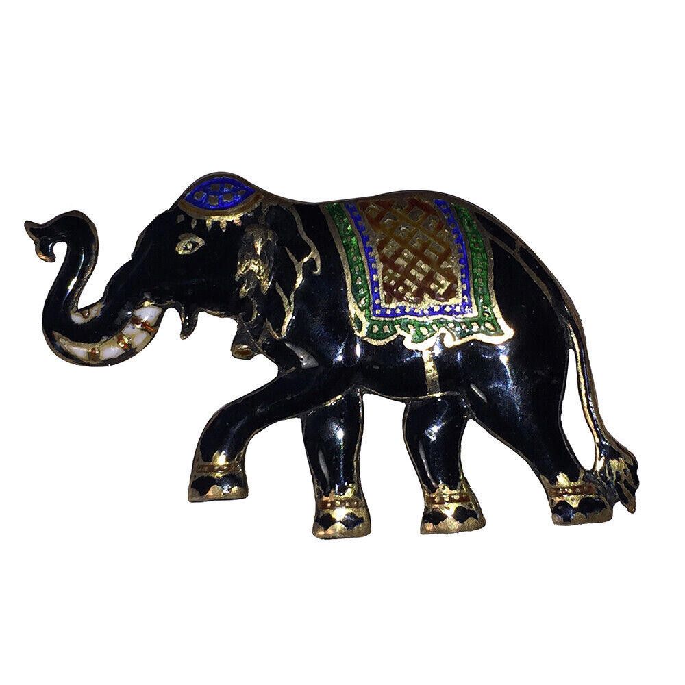 Designer Siam Black Enamel Sterling Elephant Pin Size ONE SIZE - 1 Thumbnail