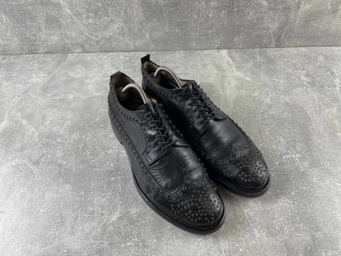 Sartori Gold Studded Brogue Leather Avant Garde Italy Shoes