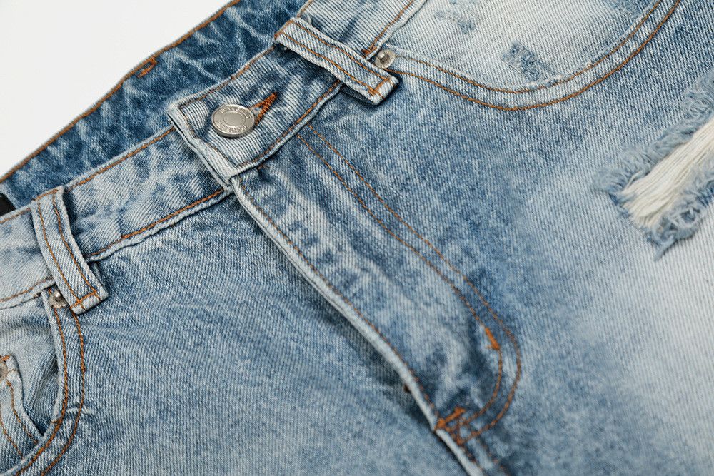 Jean American retro straight-leg washed light blue ripped jeans Size US 32 / EU 48 - 3 Thumbnail