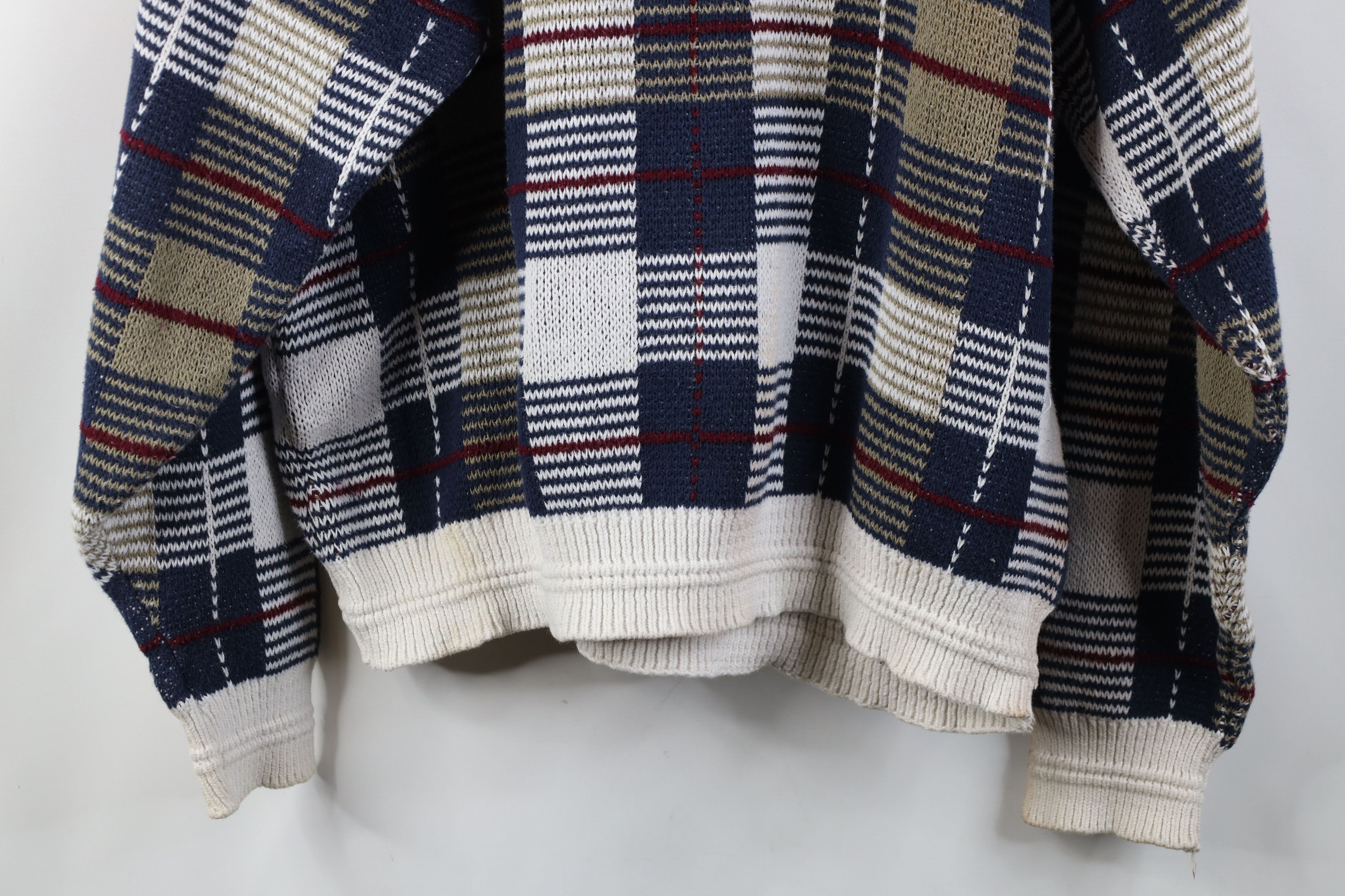 Vintage Vintage 90s Streetwear Framed Cotton Knit Sweater Plaid USA Size US XL / EU 56 / 4 - 16 Thumbnail