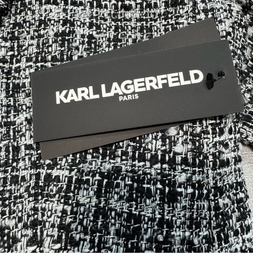 Karl Lagerfeld NWT New $199 KARL LAGERFELD PARIS Tweed Fringed Button Blaz Size L / US 10 / IT 46 - 8 Thumbnail