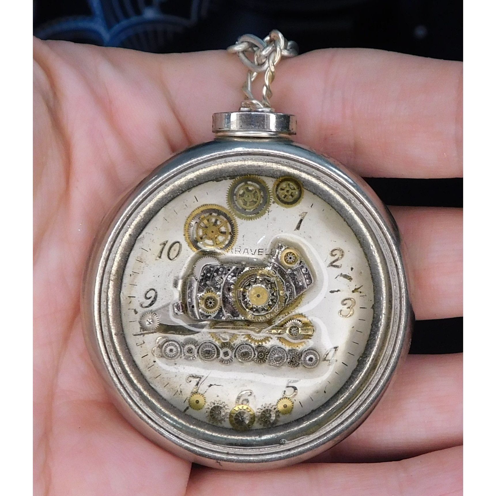 Handmade Handmade Upcycled Steampunk Train Watch Necklace Size ONE SIZE - 1 Thumbnail
