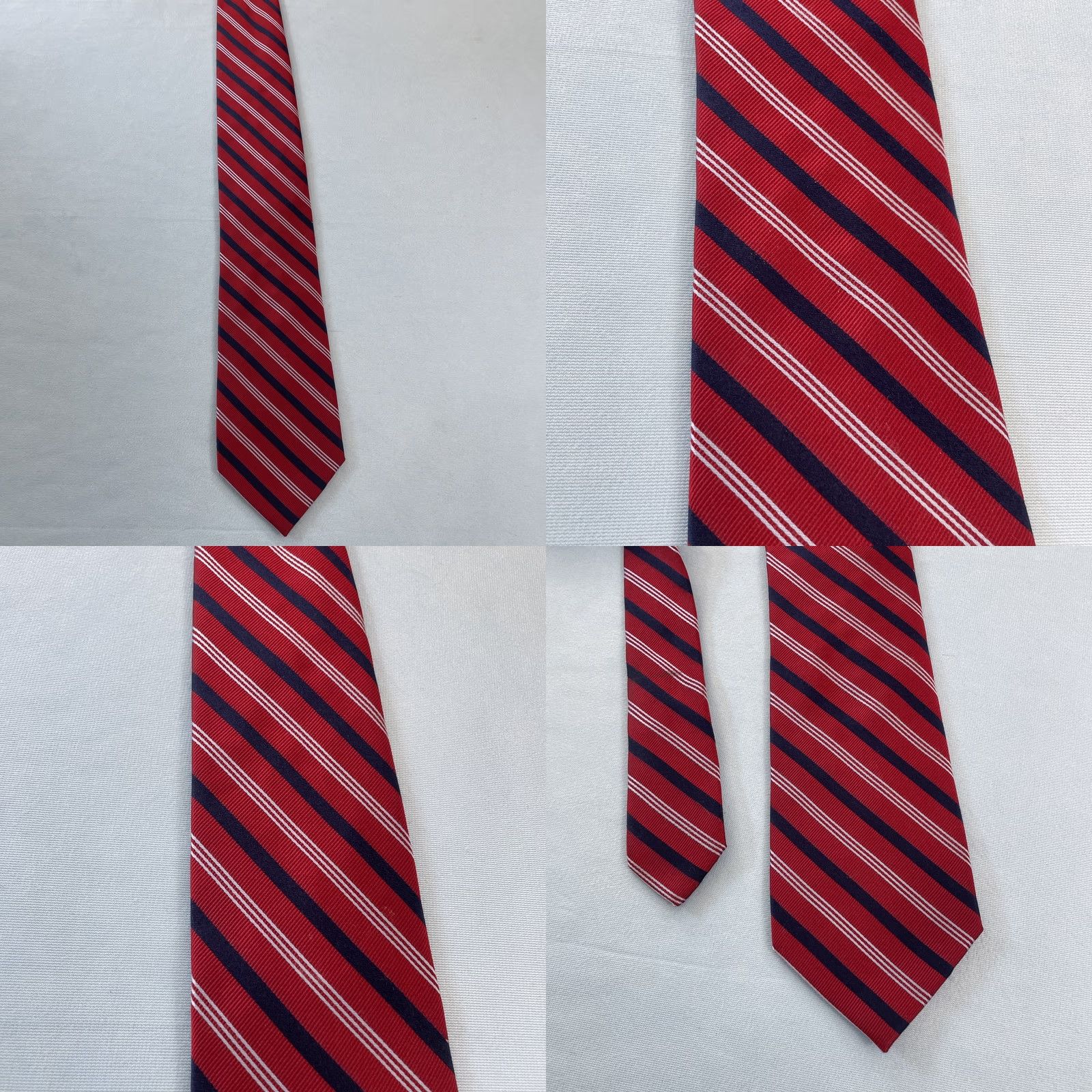 Vintage Eagle Silk Neck Tie Repp Striped Red White Blue 3.5x61" Classic Woven Tie Designer Men’s Size ONE SIZE - 10 Thumbnail