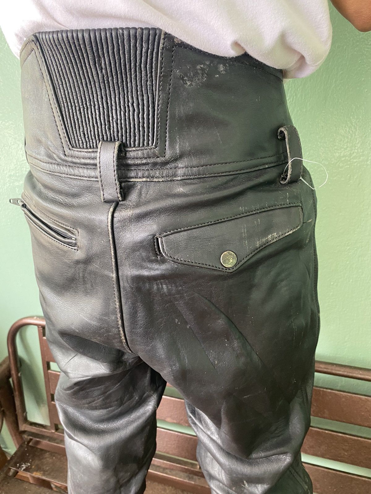 Leather Rare 🌟 Vintage Leather Biker Pants Size US 30 / EU 46 - 13 Thumbnail