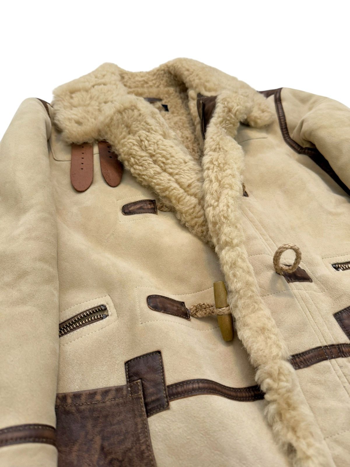 Polo Ralph Lauren Sample Shearling Leather Duffle Flight Coat Size US M / EU 48-50 / 2 - 6 Thumbnail