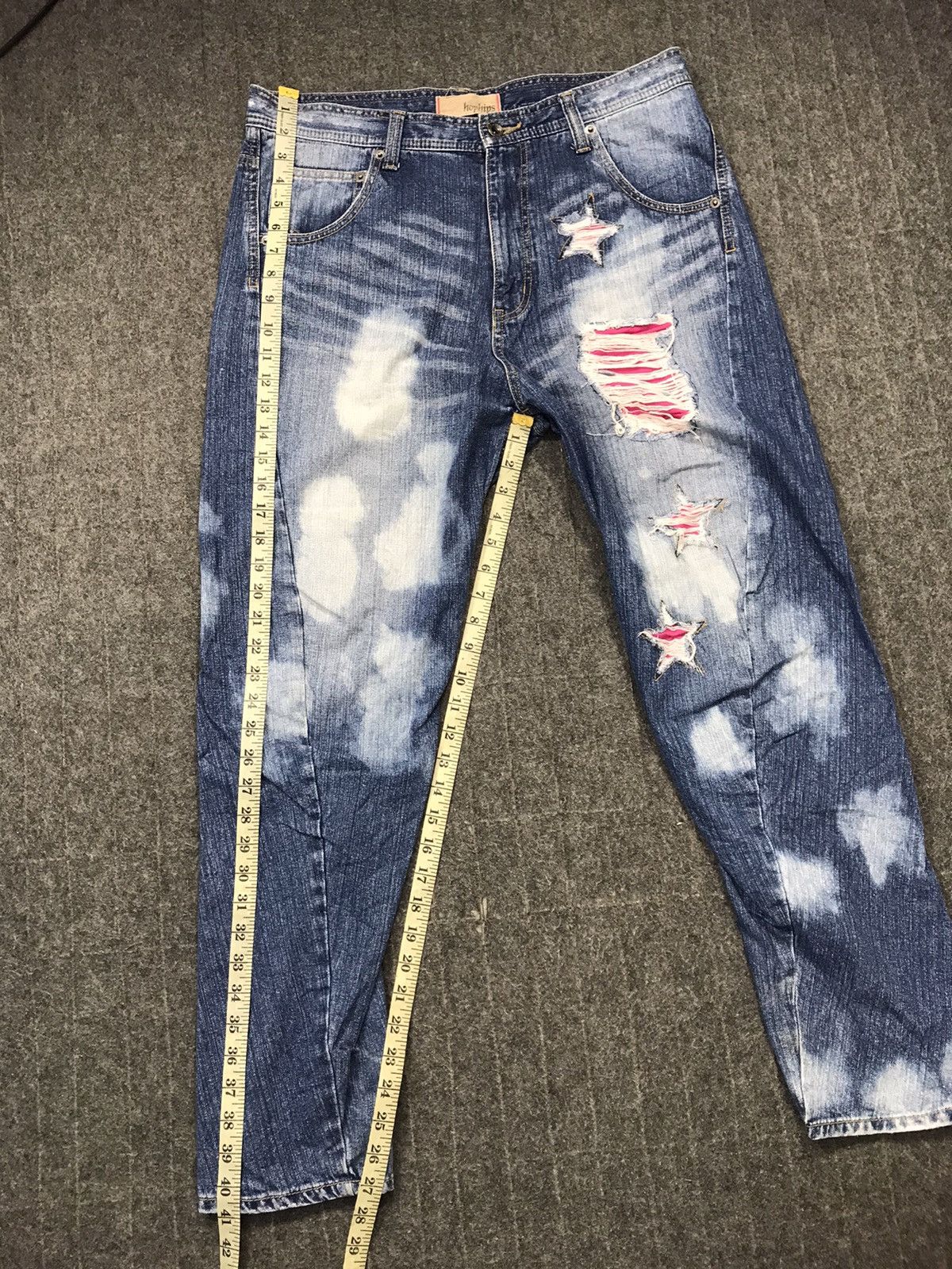 Japanese Brand Hop Hips Ripped Distressed Indigo Denim Fits Size 34 Size US 34 / EU 50 - 9 Thumbnail