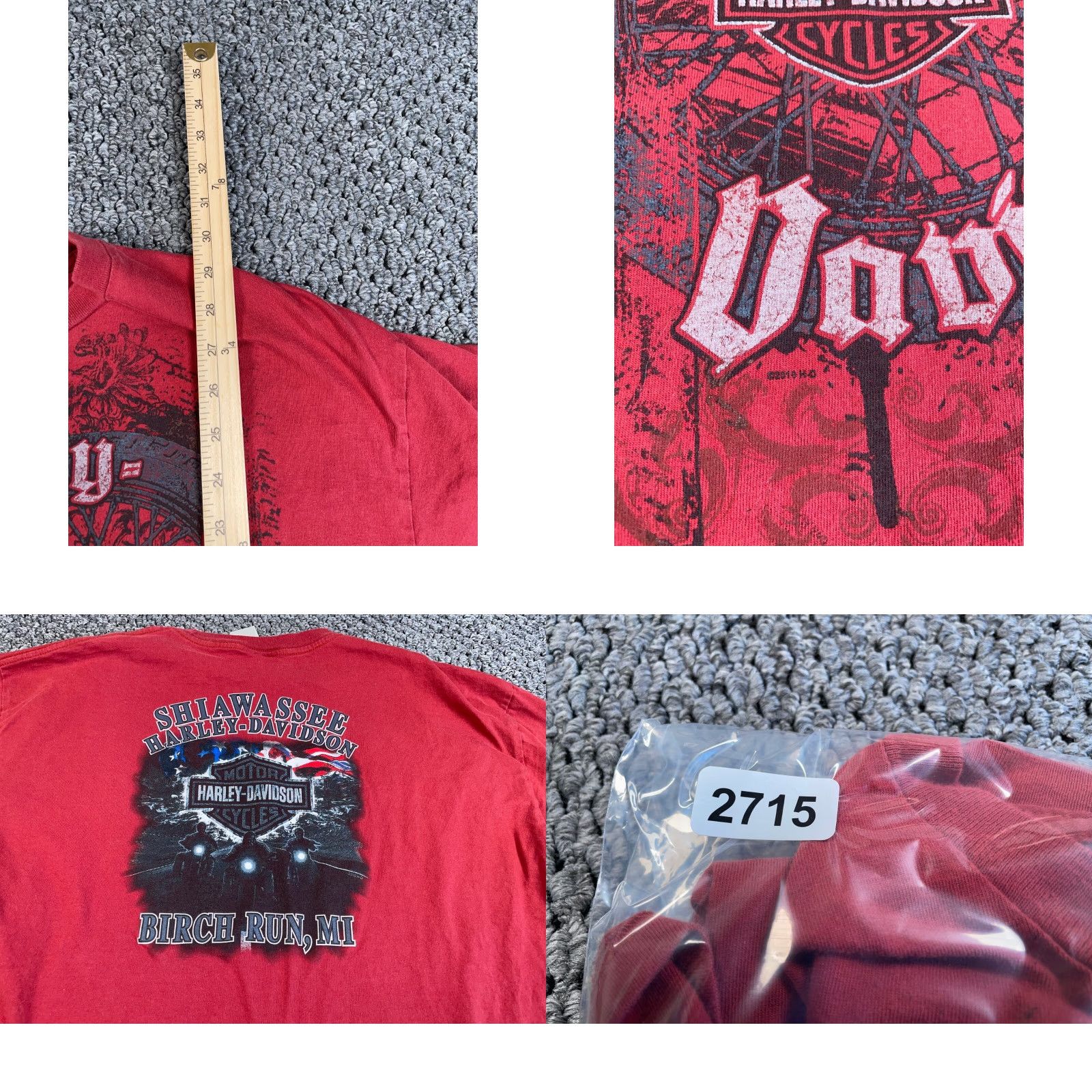 Harley Davidson Harley-Davidson Graphic Print T-Shirt Adult 2XL Red Biker Birch Run Michigan Mens Size US XXL / EU 58 / 5 - 8 Thumbnail