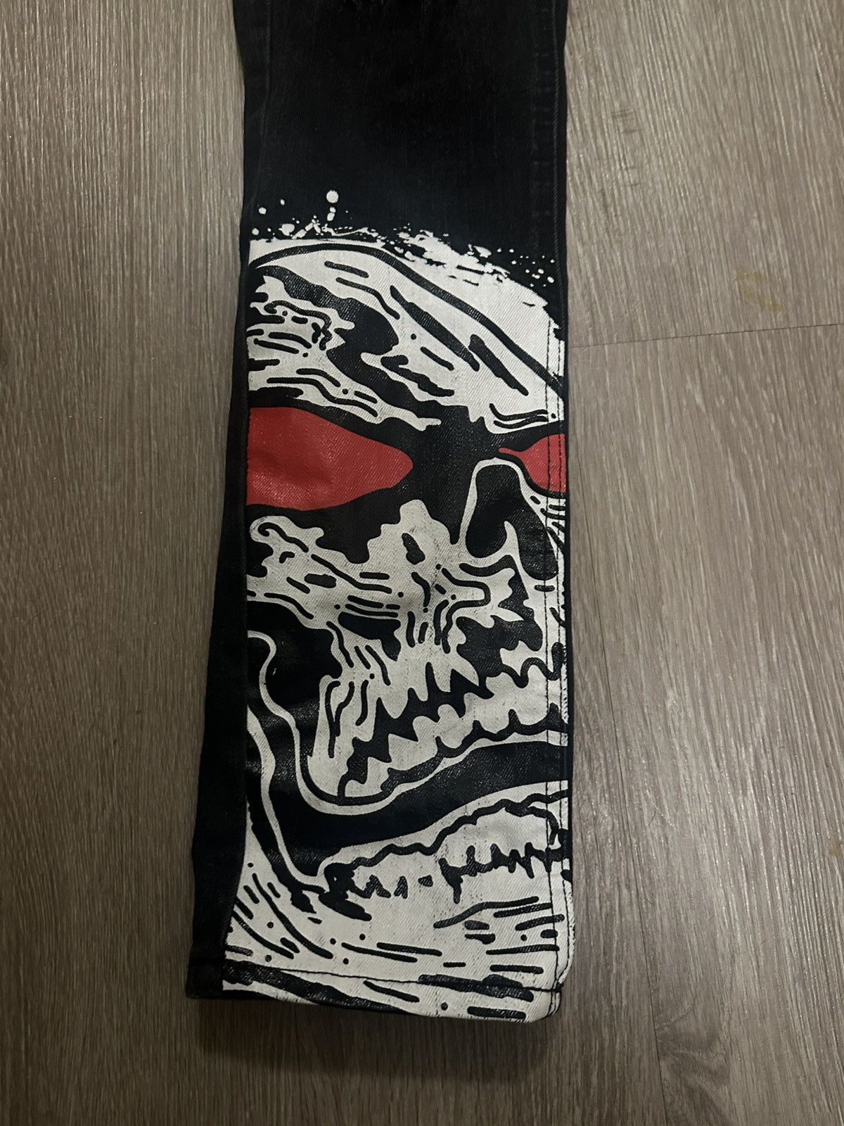 Other Brand X Skull Patch Distressed Cross Jeans Size US 32 / EU 48 - 2 Thumbnail