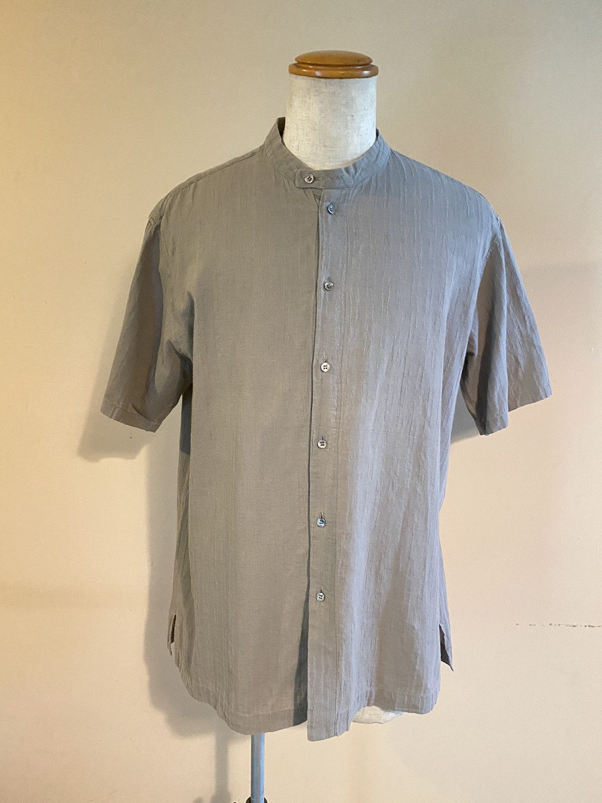 Tete Homme TETE HOMME short-sleeved mandarin collar shirt gray Size US L / EU 52-54 / 3 - 5 Thumbnail