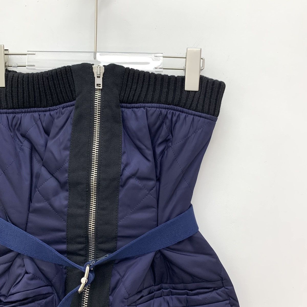 Miu Miu Miu Miu Dark Blue Belted Zip Strapless Dress K26WX Size M / US 6-8 / IT 42-44 - 3 Thumbnail