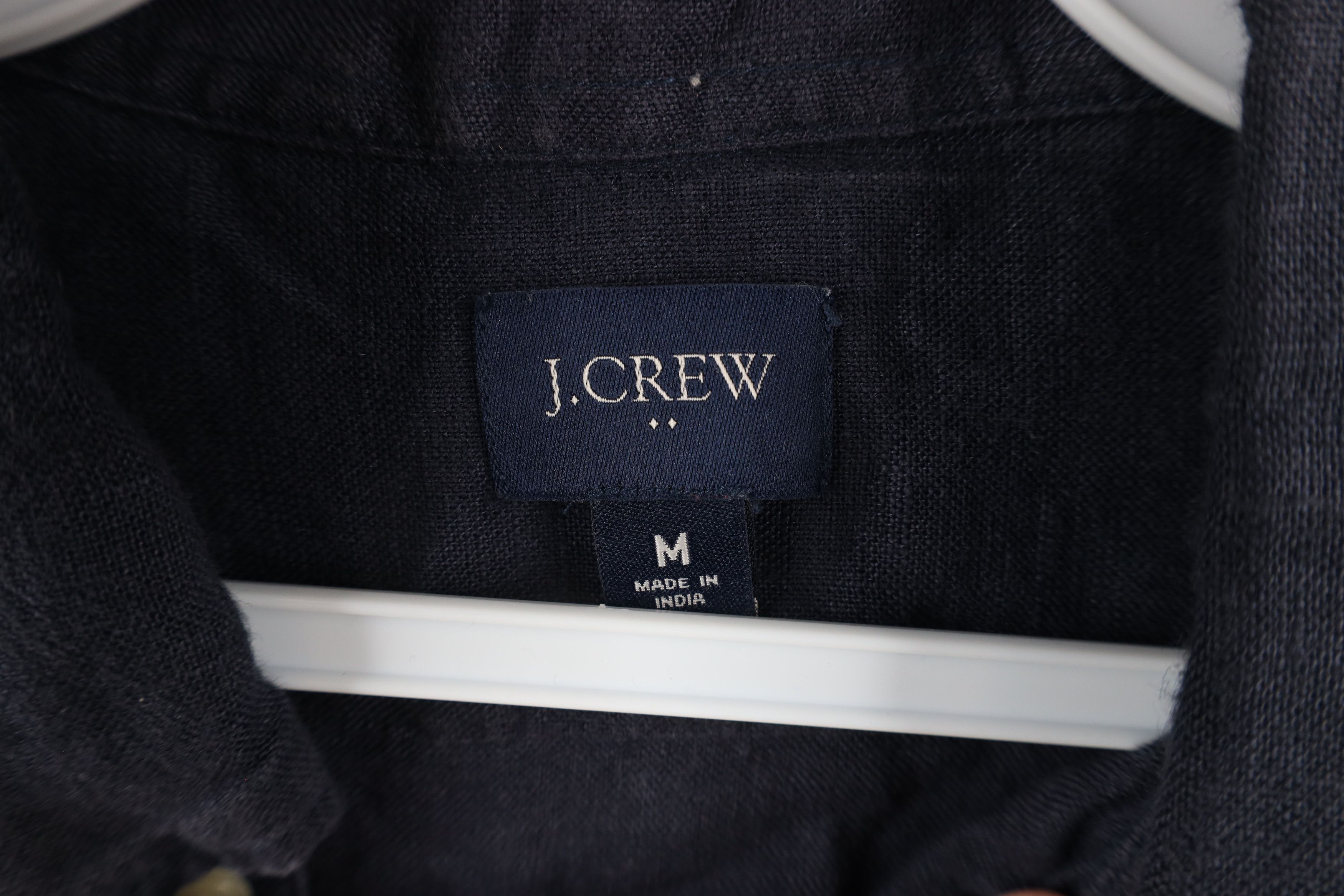 J.Crew × Vintage J Crew Linen Weave Collared Button Down Shirt Dark Blue Size ONE SIZE - 5 Thumbnail