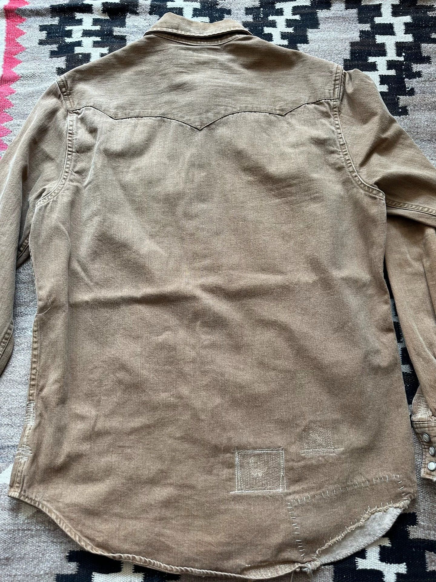 RRL Ralph Lauren RRL Distressed Western Shirt w/ Holes & Pkt Edges M (Vntg) Size US M / EU 48-50 / 2 - 2 Thumbnail