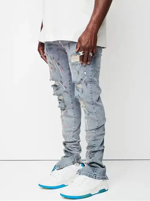 Other Paint Slim Fit Cotton Ripped Denim Pants Size US 33 - 4 Thumbnail