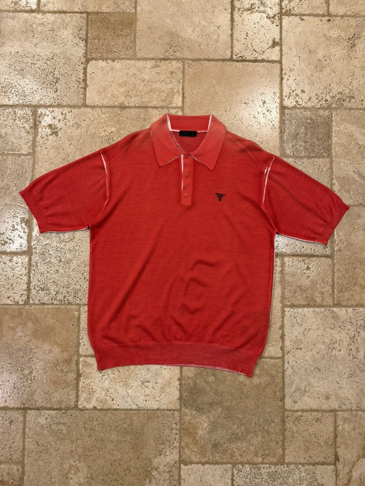 Prada Prada Optical 21 Years Cashmere Wool Red Sweater Polo Shirt Size US XL / EU 56 / 4 - 7 Thumbnail