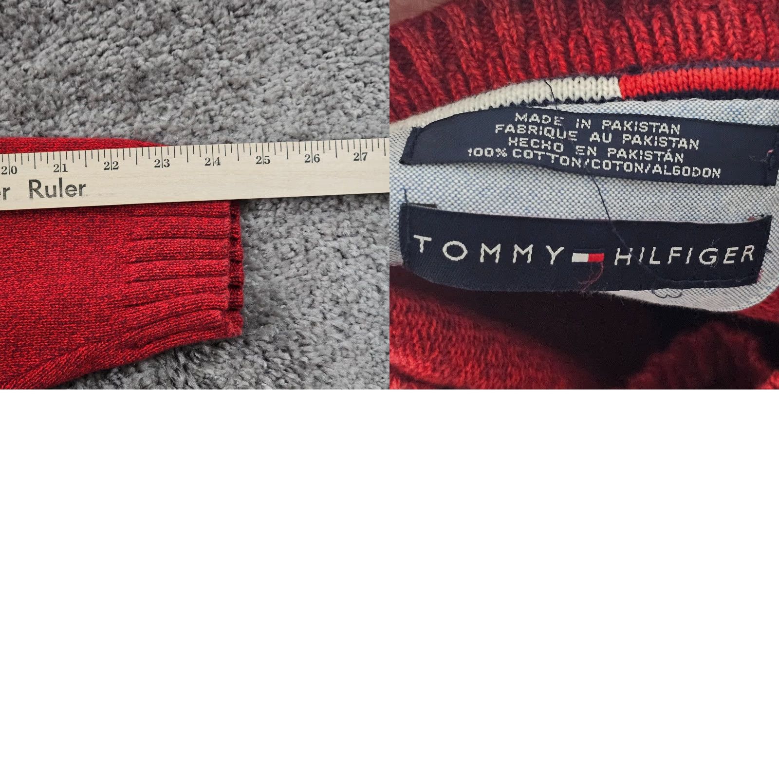 Tommy Hilfiger VINTAGE Tommy Hilfiger Sweater Mens Red Knit Pullover Crewneck Long Sleeve Logo Size US L / EU 52-54 / 3 - 8 Thumbnail