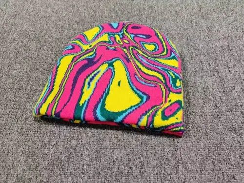 Other Acid Trippy Pattern Graphic No Cuff Beanie Hat Pink Size ONE SIZE - 4 Thumbnail