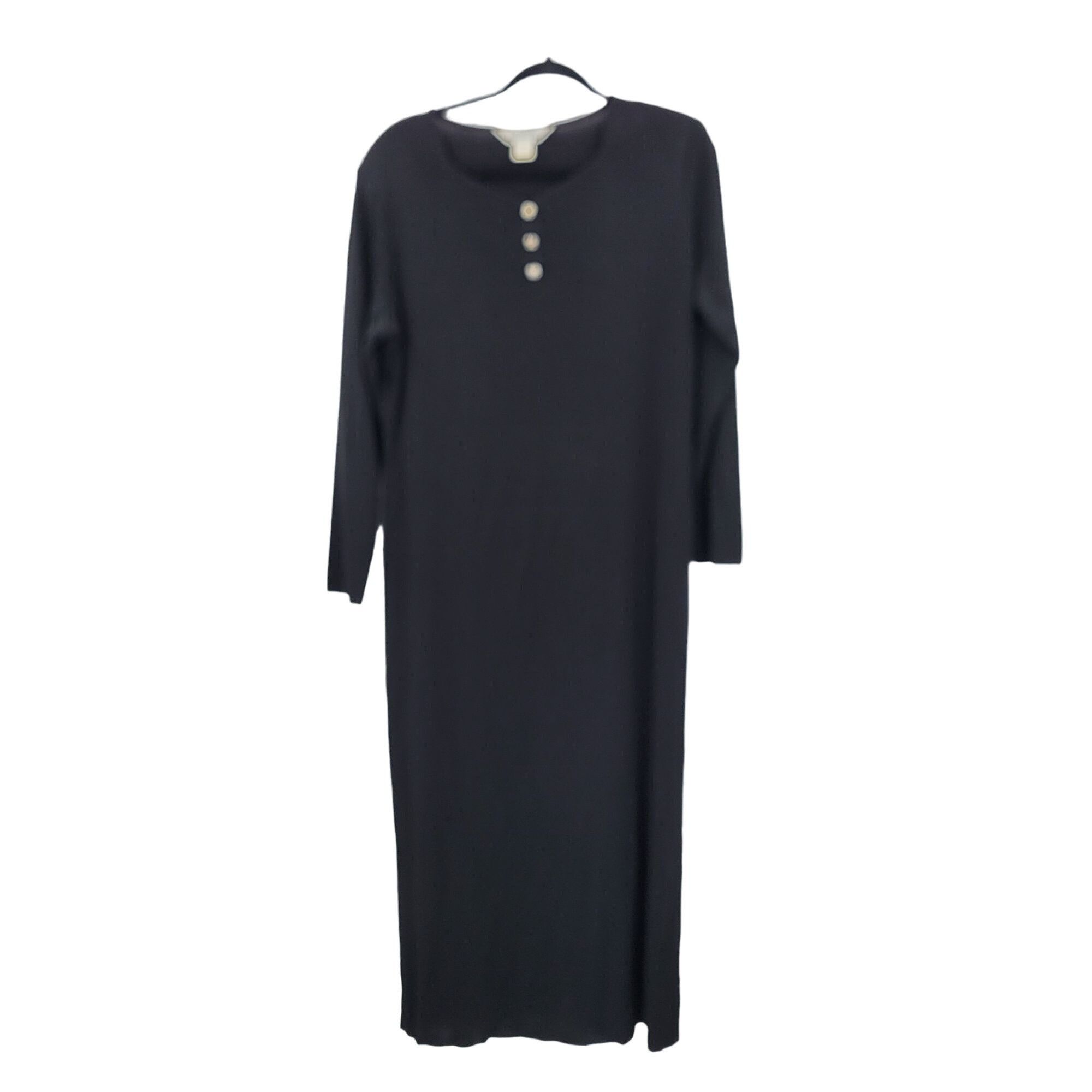 Vintage Vintage 80s Misook Black Knit Maxi Dress Rhinestone Buttons Size XL / US 12-14 / IT 48-50 - 1 Thumbnail