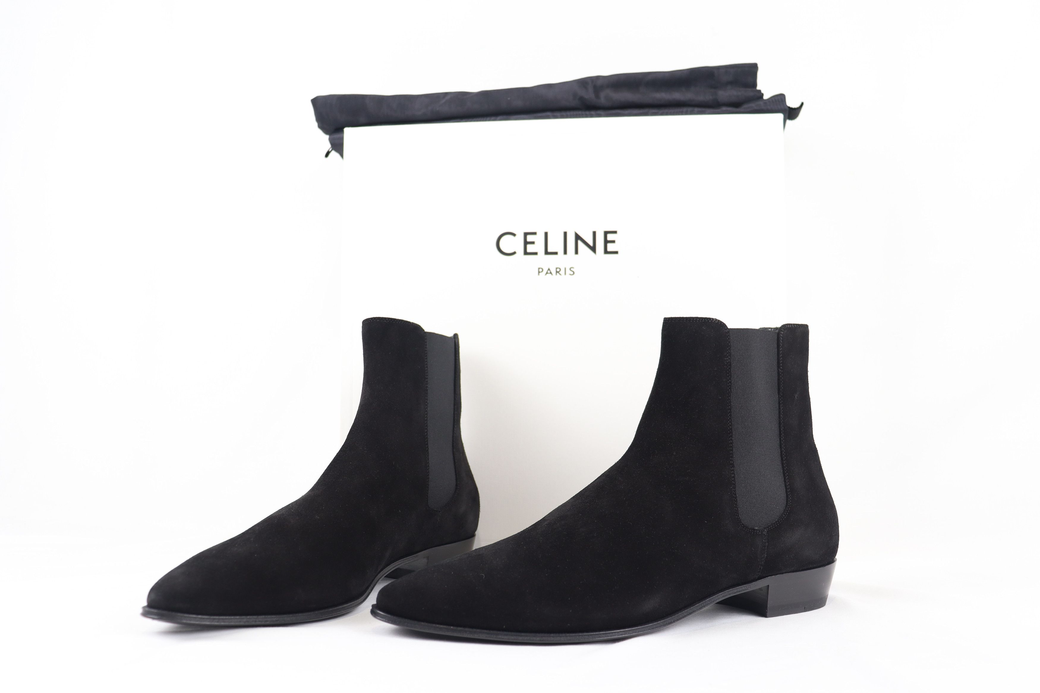 Celine o1rshd11223 Jacno 30 Suede Boots in Black Size US 10 / EU 43 - 1 Thumbnail