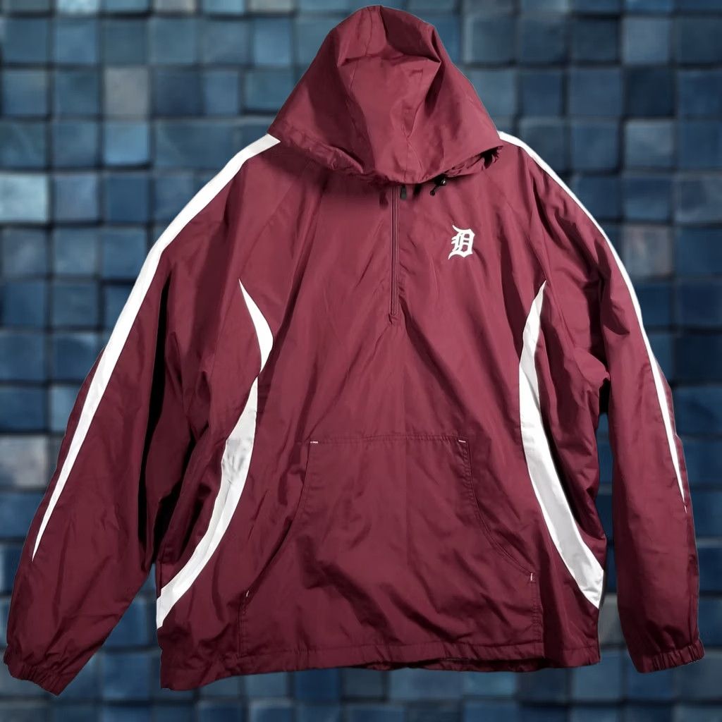 Vintage Detroit Tigers Jacket Sport-Tek Men's 3XL Hooded Full Zip Raglan Windshirt Maroon MLB Coat Jacket Size US XXL / EU 58 / 5 - 1 Thumbnail