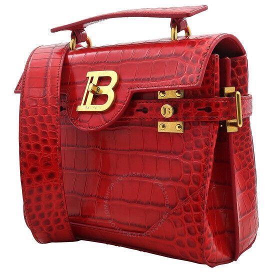 Balmain BALMAIN Red Crocodile-Print Leather B-Buzz 23 Bag Size ONE SIZE - 2 Thumbnail