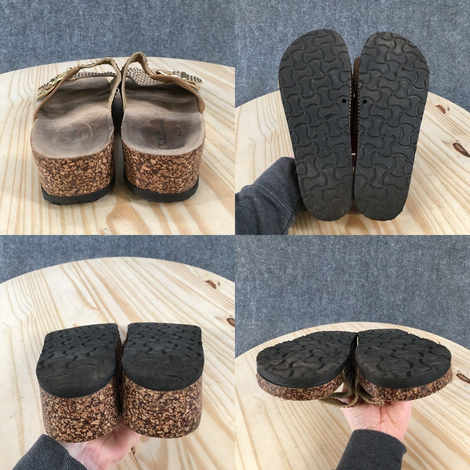 Chinese Laundry CL by Chinese Laundry Sandals Womens 40 M Slide Brown Gold Two Strap Beaded Size US 9 / IT 39 - 9 Thumbnail