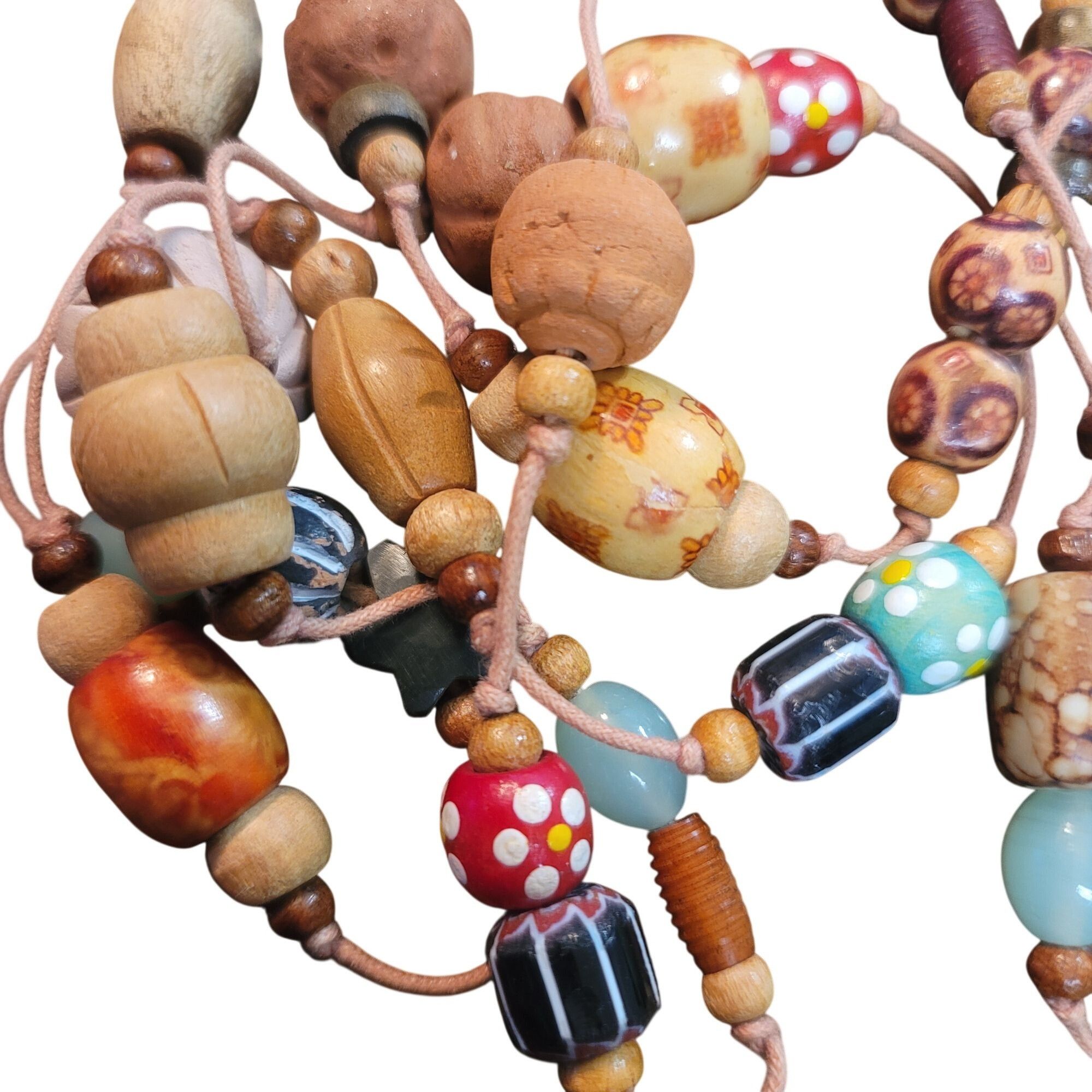 Chicos Chico's Vintage Beaded Necklace Wood Glass Beads Bohemian St Size ONE SIZE - 3 Thumbnail
