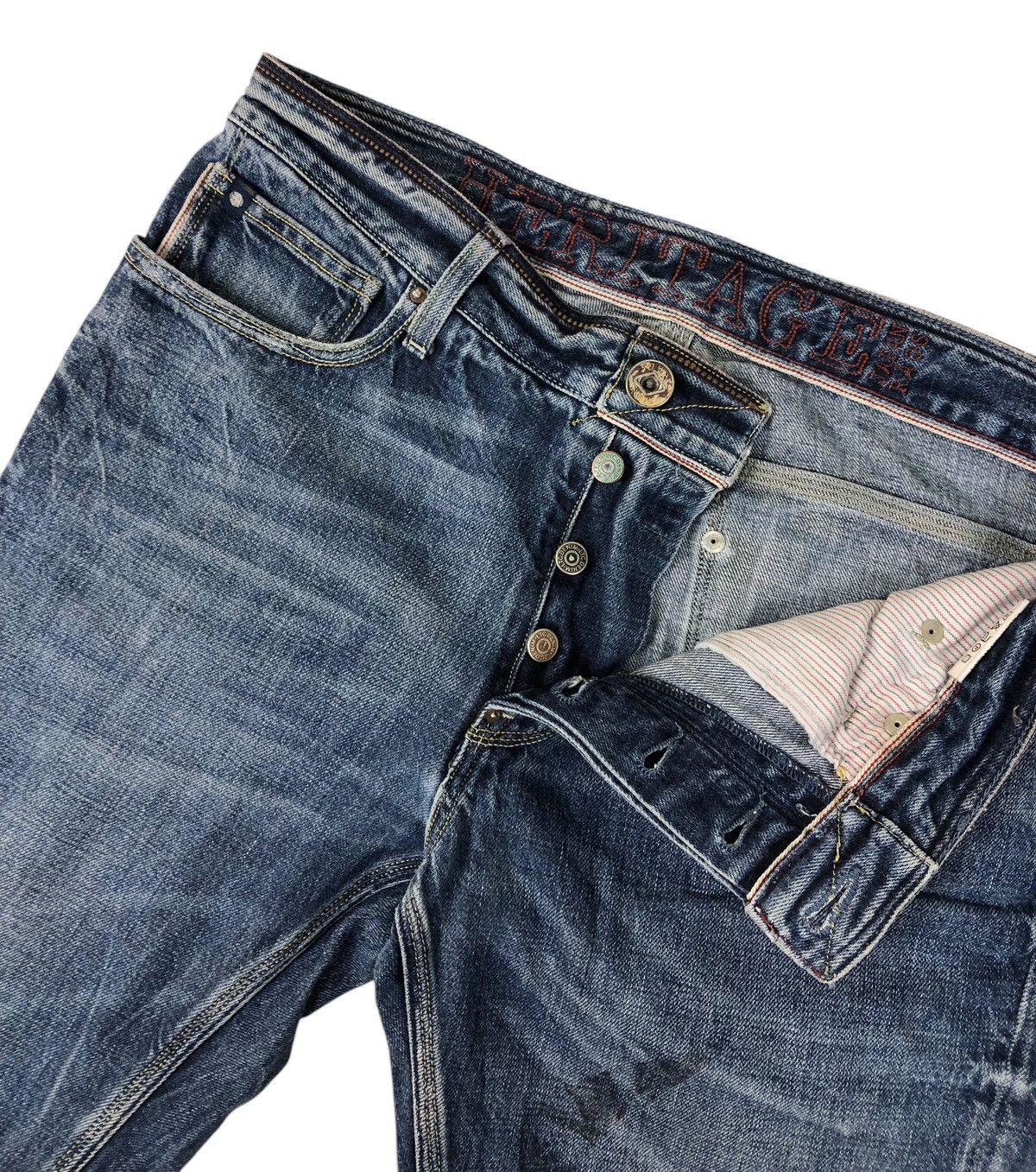 Japanese Brand Japan Rags Heritage Stone Washed Distressed Denim Jeans Size US 32 / EU 48 - 9 Thumbnail