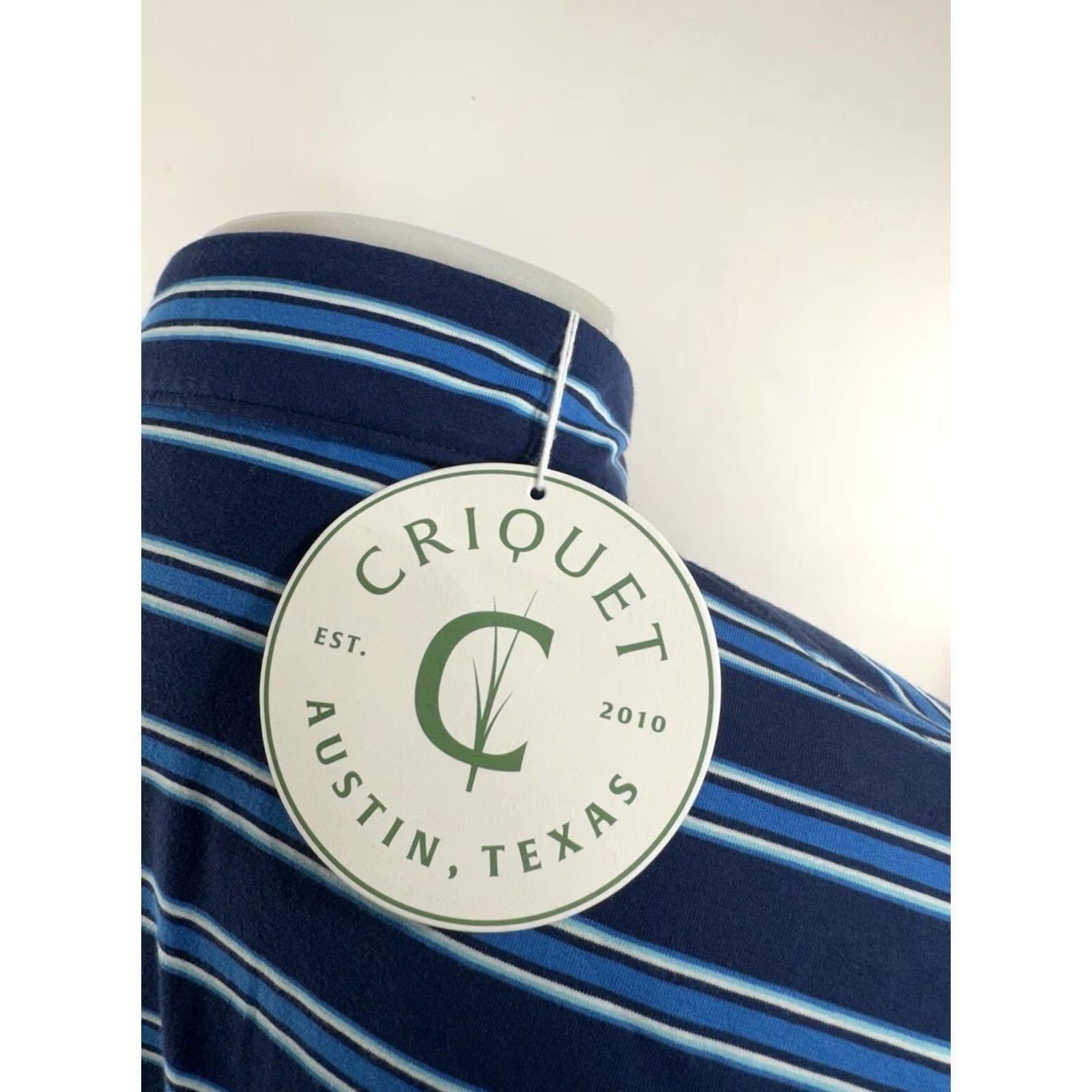 Vintage Criquet Mens S Pocket Polo Shirt Striped Embroidered Logo Blue / White Size US S / EU 44-46 / 1 - 4 Thumbnail