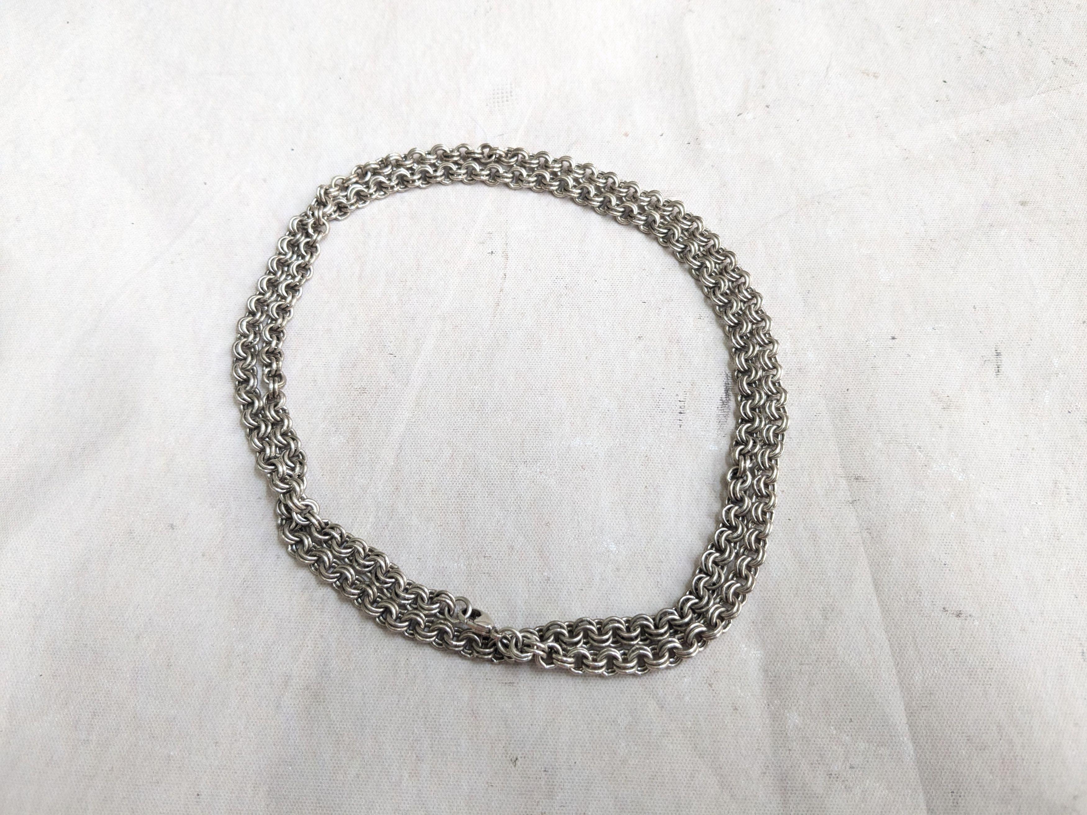 Jewelry Vintage Sterling Silver Necklace Double Rolo Biker 32" Size ONE SIZE - 2 Thumbnail