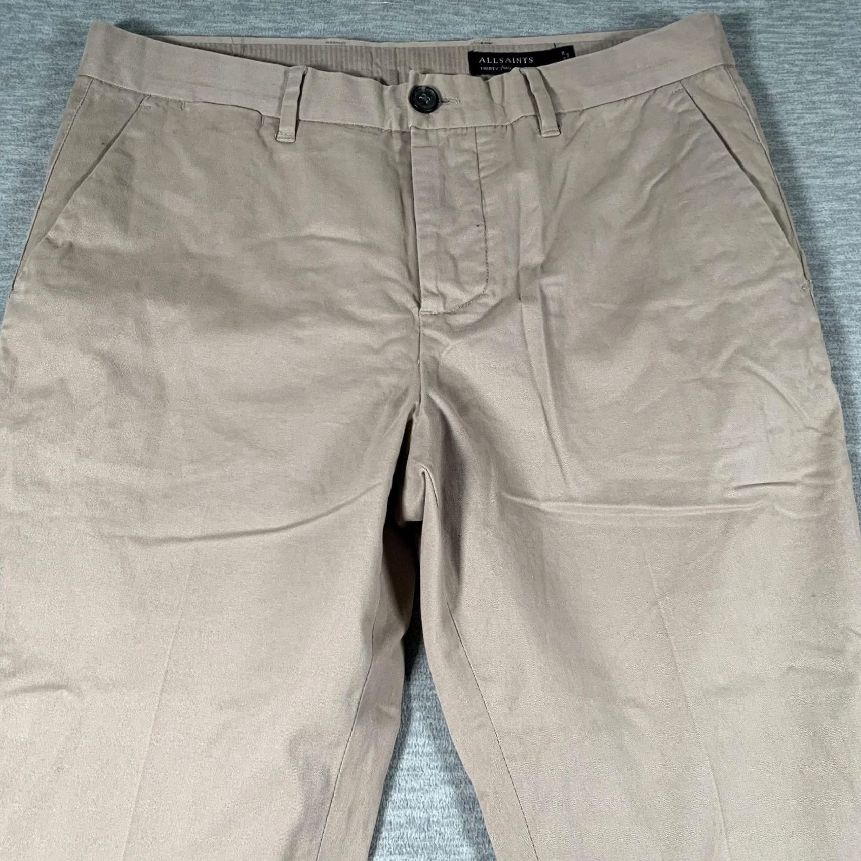 Allsaints AllSaints Mens Beige Felix Chino Pants Slim Fit Stretch Casual Tapered Leg 33x30 Size US 32 / EU 48 - 4 Thumbnail