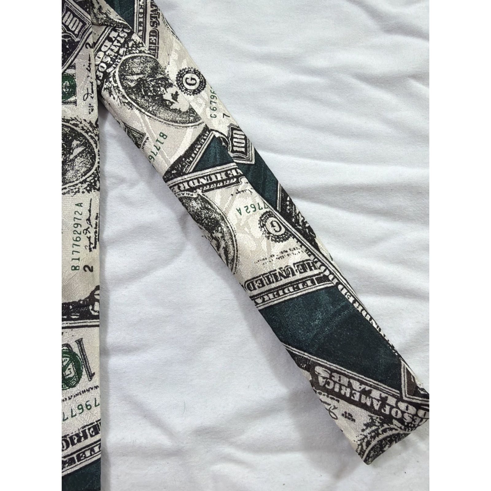 Vintage City One Necktie Money Theme Green Acrylic Tie Men Green City One Money Theme Tie Adults Mens Size ONE SIZE - 5 Thumbnail