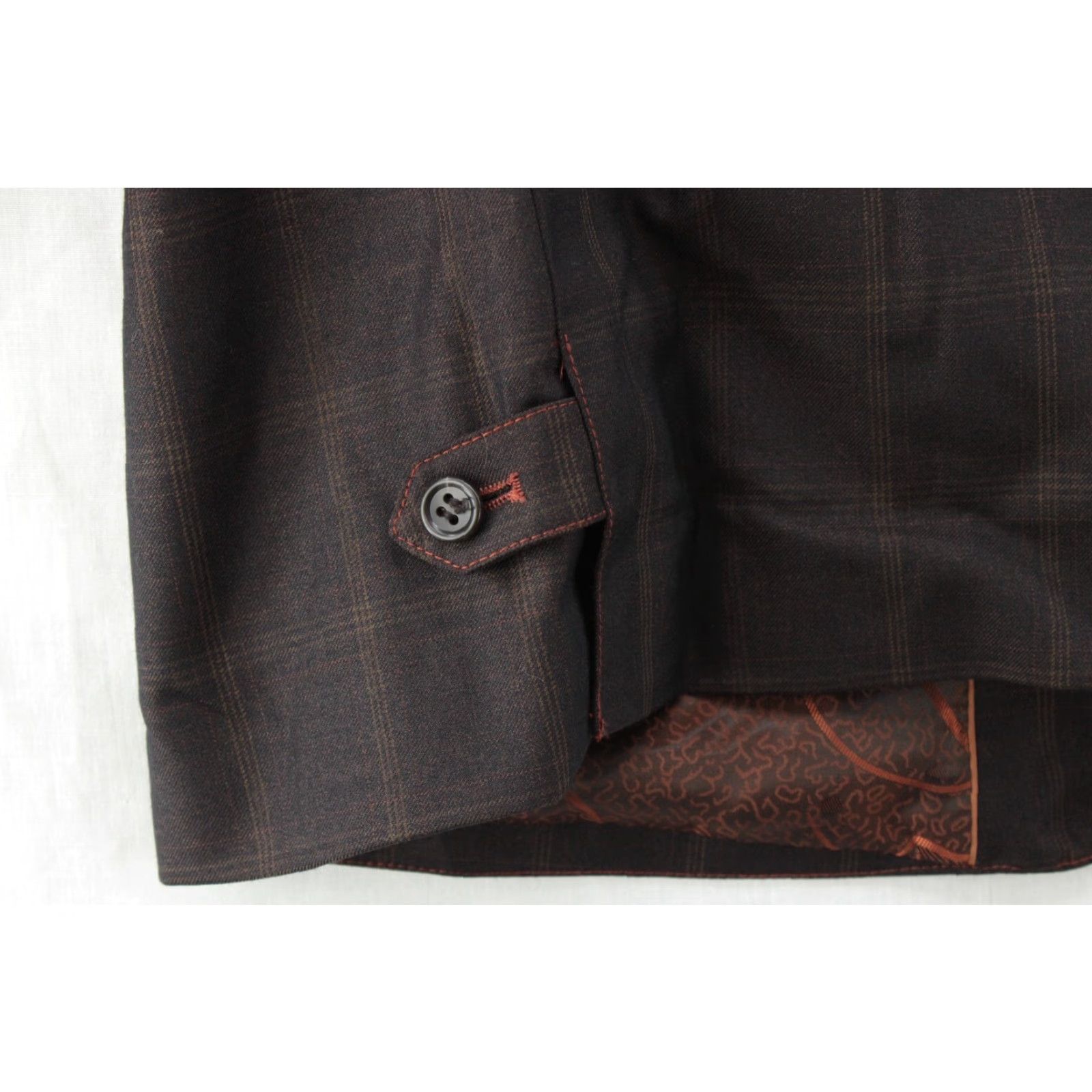 Doublet T Fusion Blazer Mens 46L Brown Windowpane Plaid 3 Button Double Vented Preppy Blazer Size 46R - 6 Thumbnail