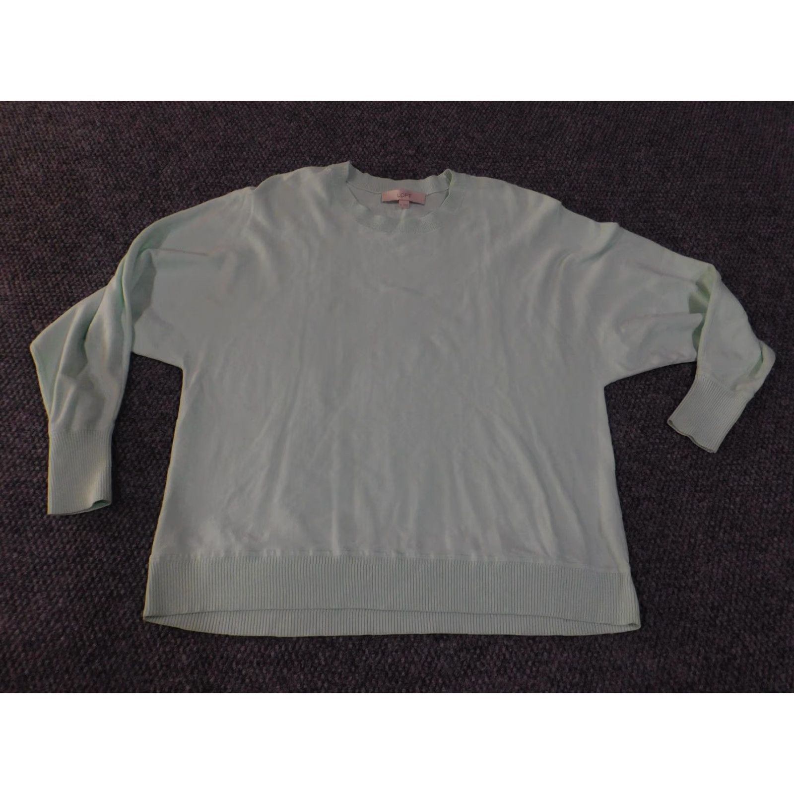 Loft VINTAGE LOFT Sweater Womens Medium Mint Green Crewneck Pullover Long Sleeve Ribbed Hem Size M / US 6-8 / IT 42-44 - 2 Thumbnail