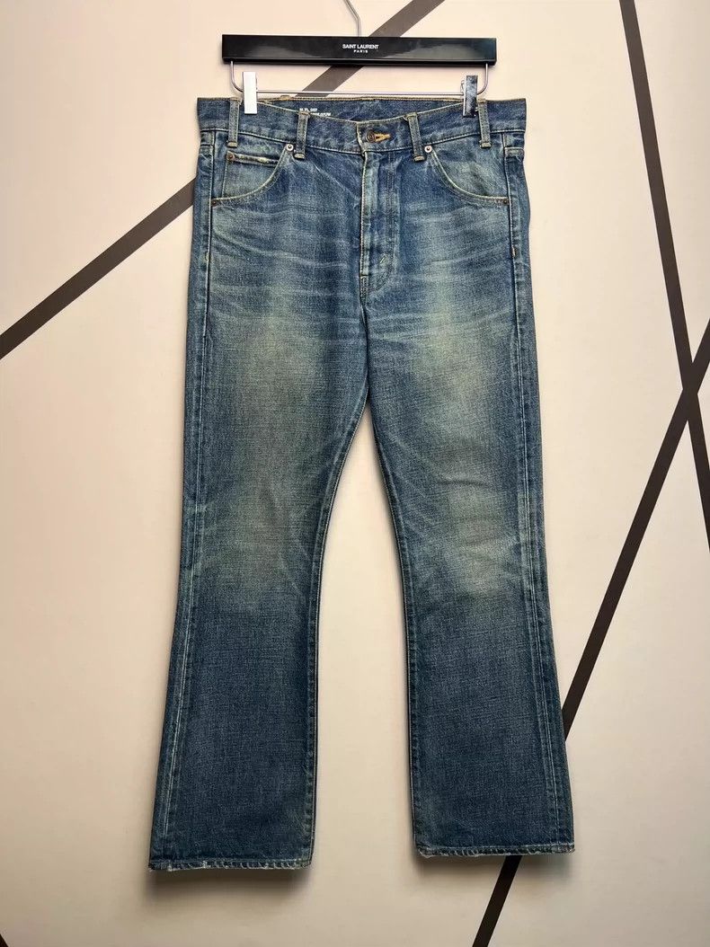 Celine 007 Washed Blue Mini Flared Jeans 2503-Nextarrow