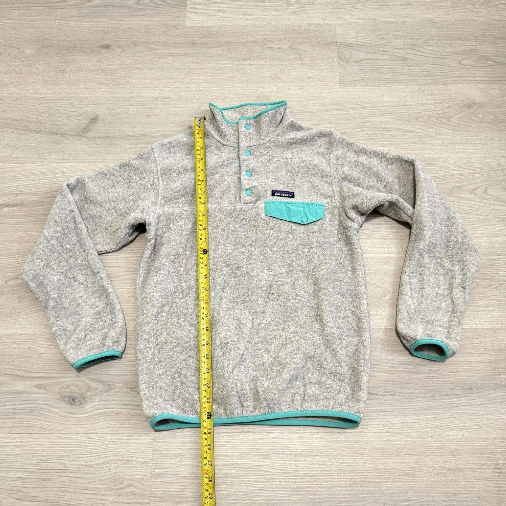 Patagonia Patagonia Women's Sweater Pullover Oatmeal With Teal Lightweight Synchilla Snap-T S Small Size S / US 4 / IT 40 - 3 Thumbnail