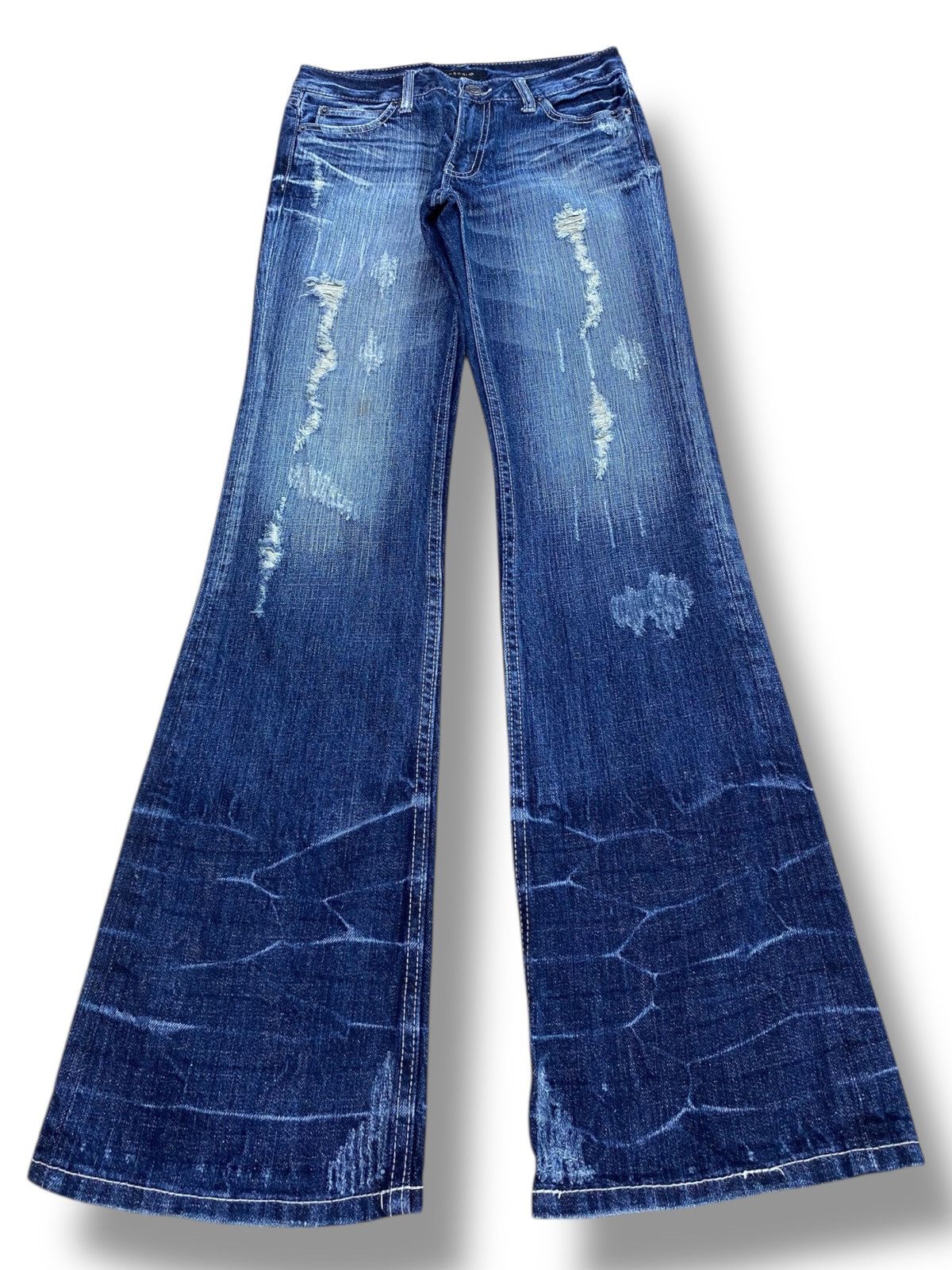 Japanese Brand Ripped Faded Style Bootcut Jeans