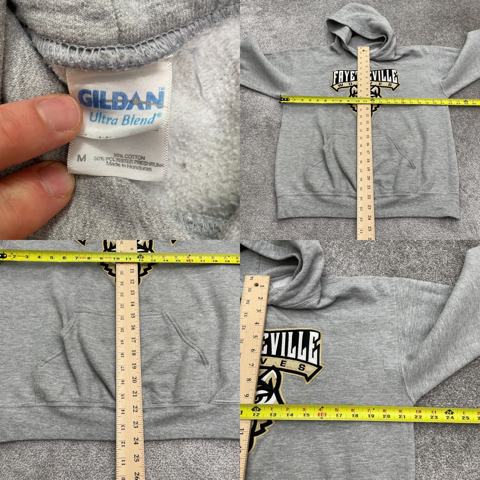 Gildan Gildan Ultra Blend Hoodie Sweatshirt Unisex Medium Gray Football Sports Hooded Pullover Regular Fit Mountain Classic Logo Heading Size US M / EU 48-50 / 2 - 8 Thumbnail