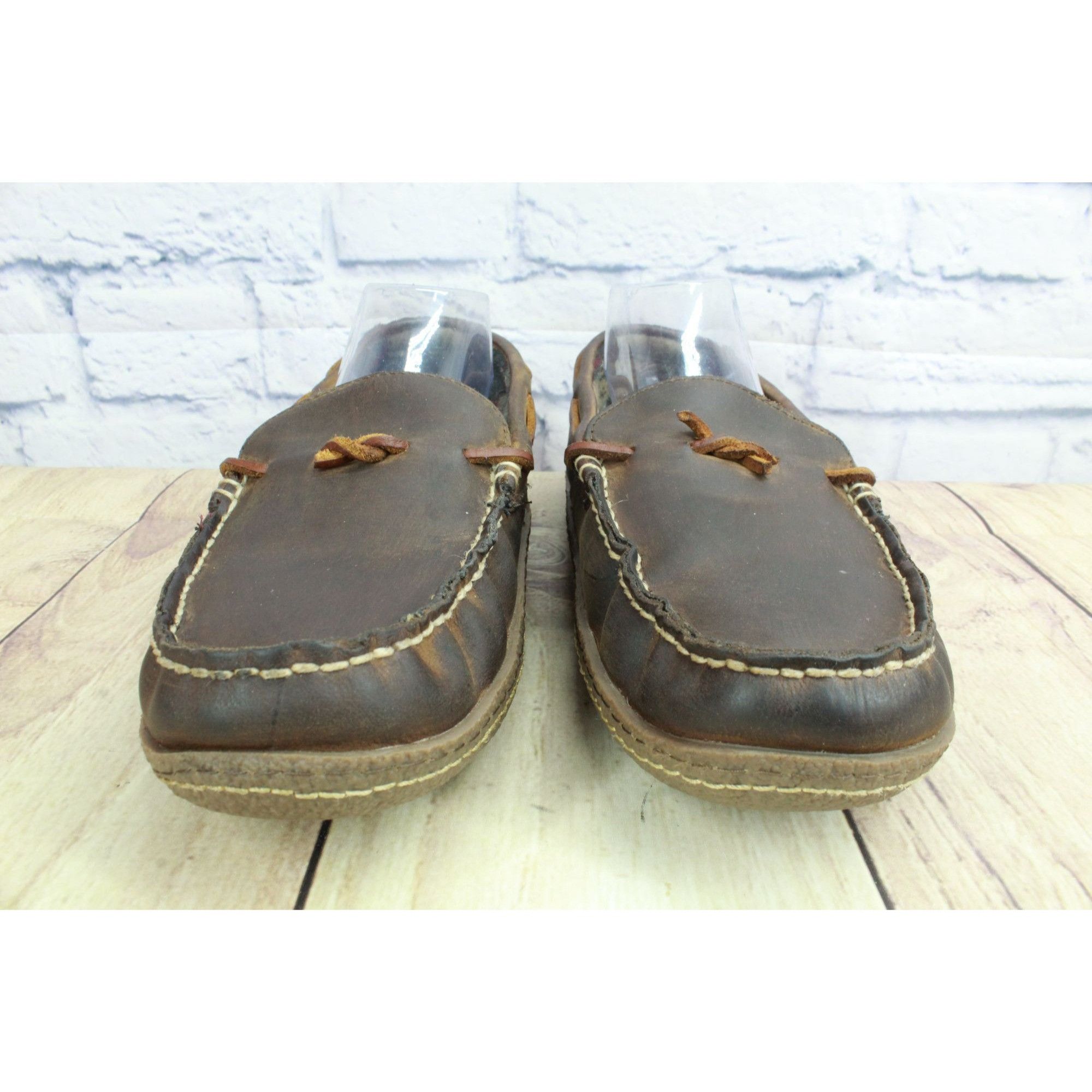 L.L. Bean LL Bean Men's Brown Leather Handsewn Flannel Lined Slippers Size US 10 / EU 43 - 10 Thumbnail