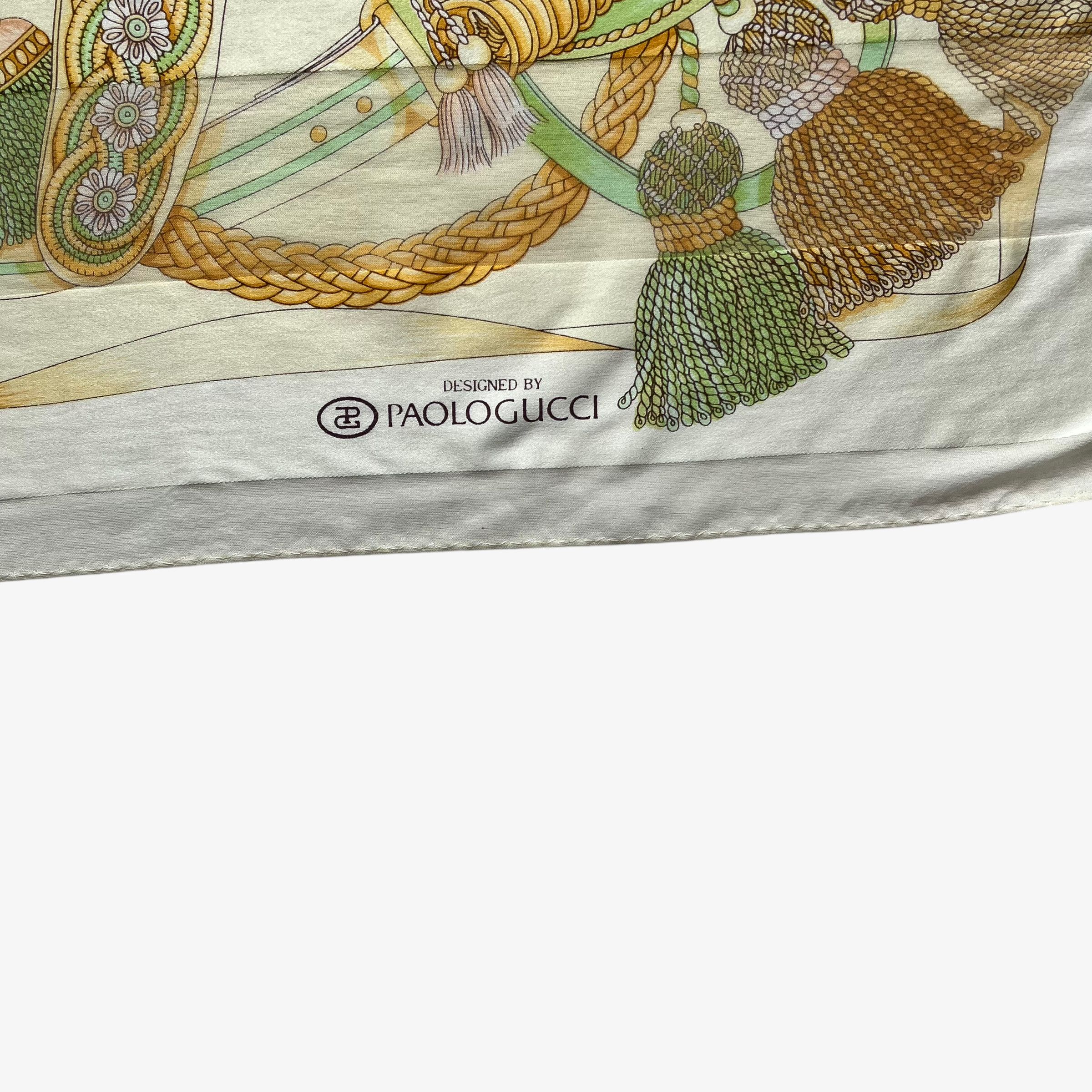Paolo Gucci Vintage 80s Paolo Gucci Royal Rope Print Striped Silk Scarf Size ONE SIZE - 2 Thumbnail
