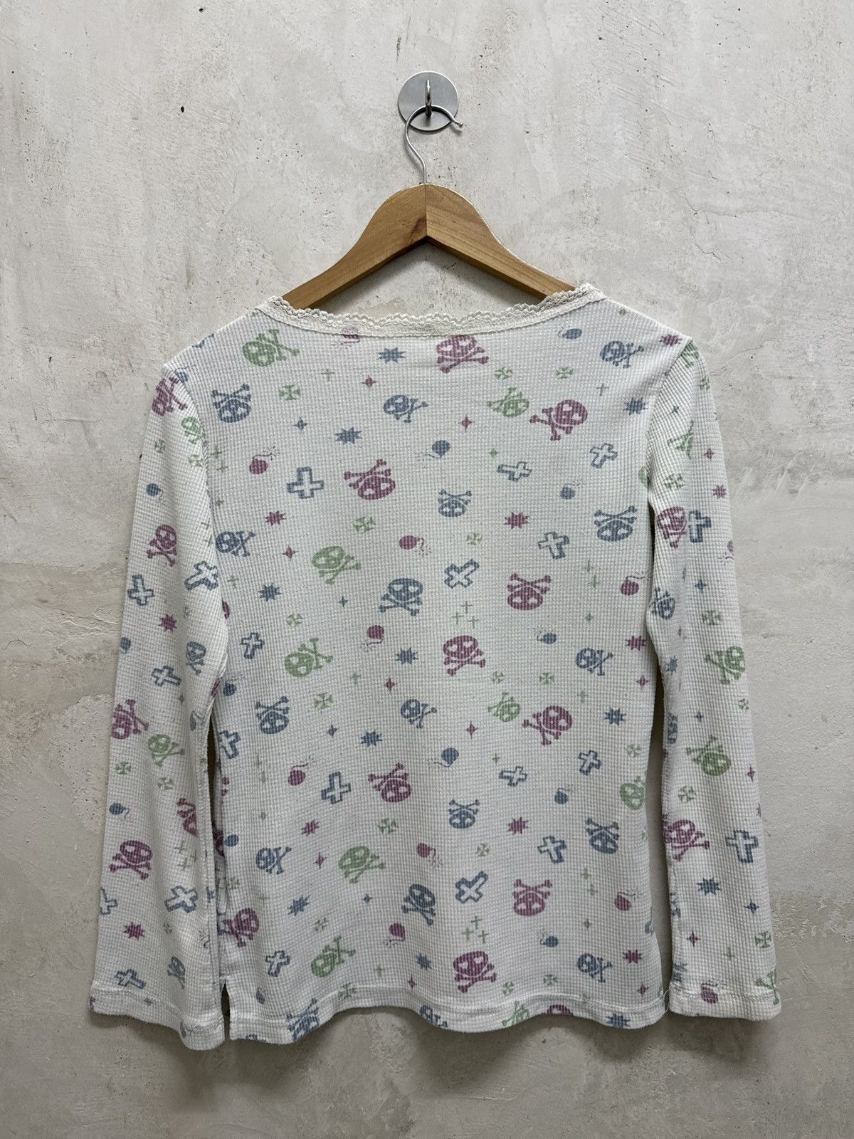 Hysteric Glamour Y2K Skull Cross Bones hystericglamour style Waffle Crop Top Size XS / US 0-2 / IT 36-38 - 4 Thumbnail