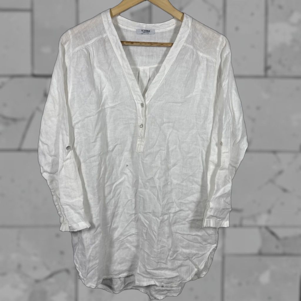 Vintage Womens Rosemarine White Linen Half Button Shirt Size S Regular Button-Up Casual for Women White Linen Rosemarine Shirt Size S Body: Button-Up Style Size S / US 4 / IT 40 - 1 Thumbnail