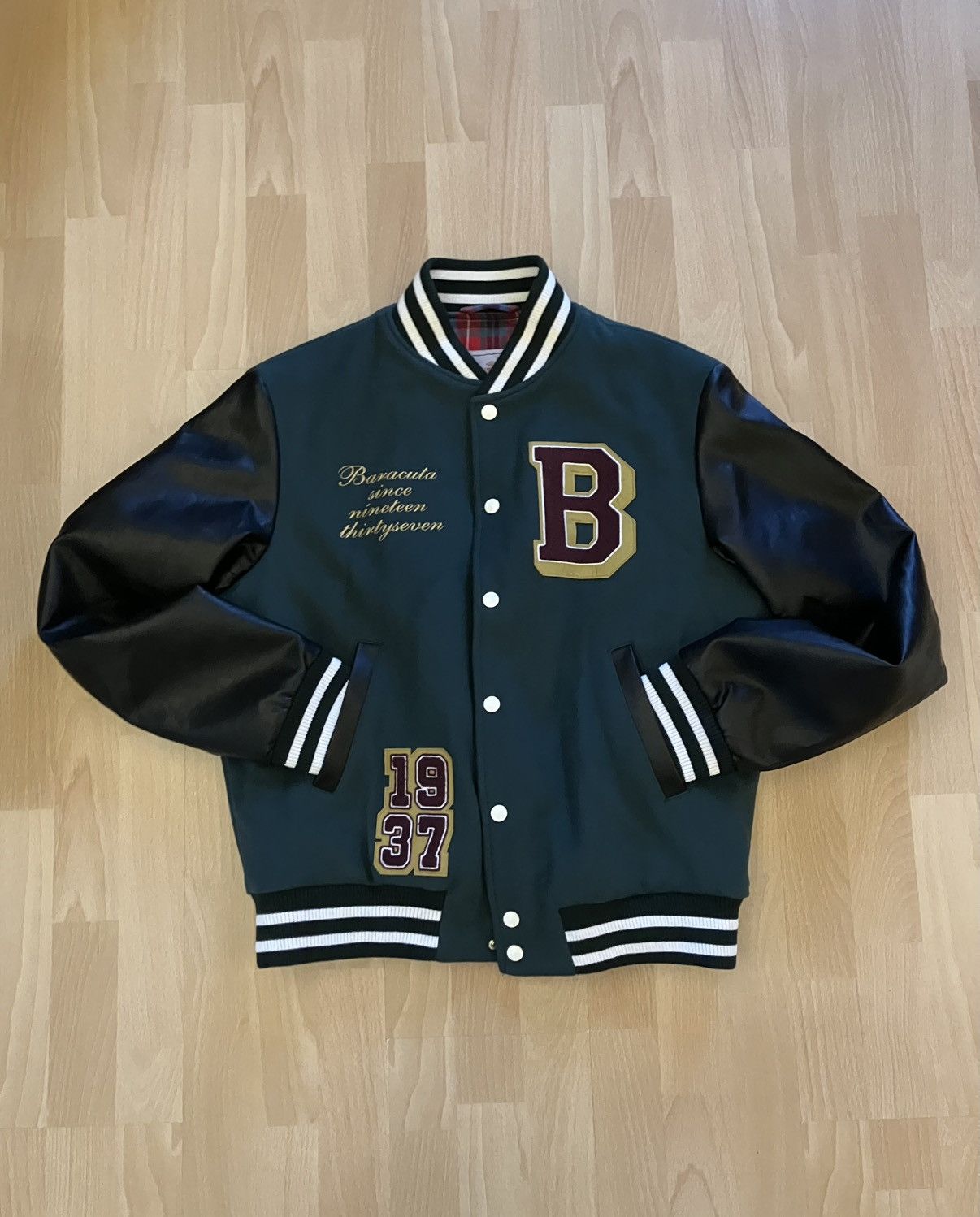 Baracuta Forest Green Bomber Varsity Jacket