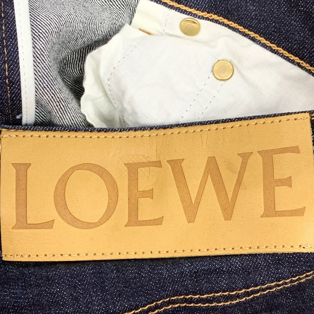 Loewe Loewe Logo Leather Patch Cotton Denim Casual Pants K26WX Size 26" / US 2 / IT 38 - 6 Thumbnail